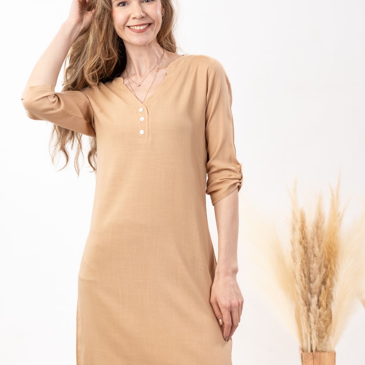 MAGENTA WOMAN - Vestido 19 Lino Beige