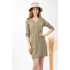 MAGENTA WOMAN - Vestido 19 Lino Musgo