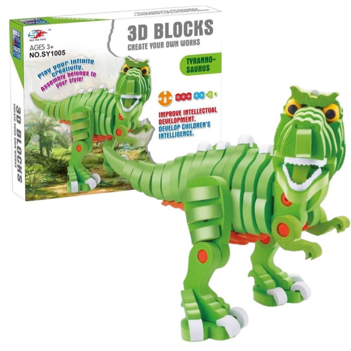 GENERICO - Bloques Armables 3d Dinosaurio 104 Piezas