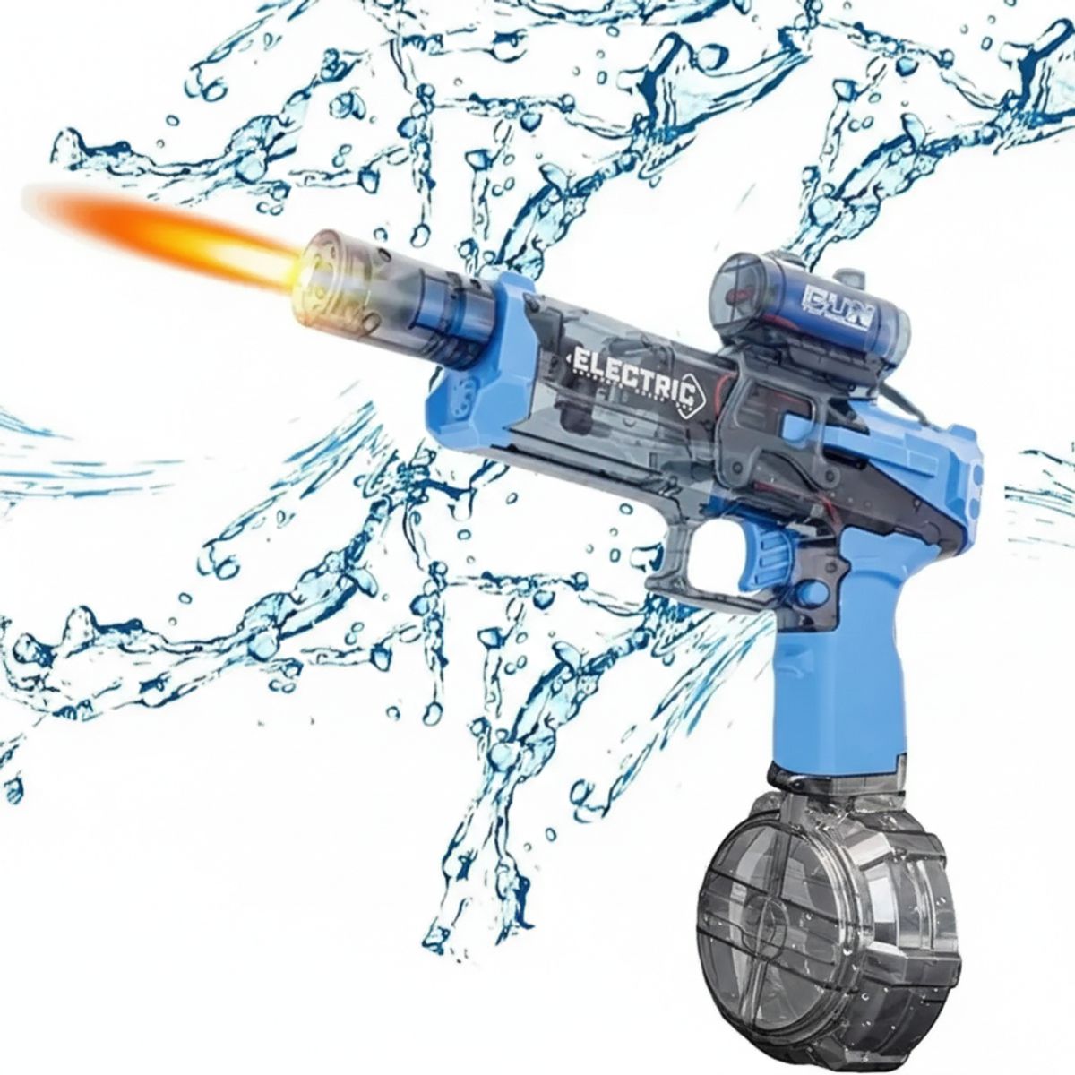 MOVI - PISTOLA AGUA ELECTRICA CON LUZ, 300 ML COLOR AZUL Y NEGRO