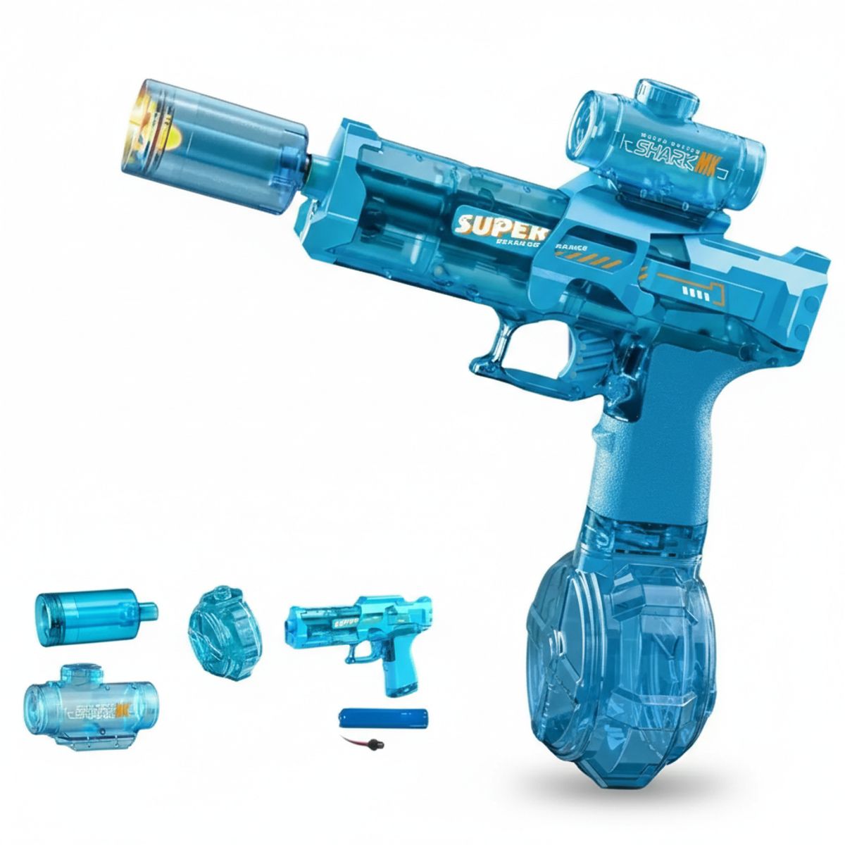 MOVI - PISTOLA AGUA ELECTRICA CON LUZ, 300 ML COLOR AZUL Y NEGRO