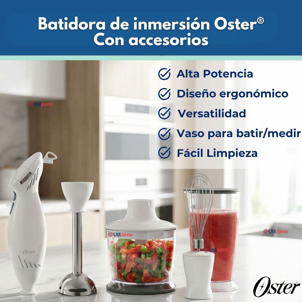 OSTER - Batidora de inmersión Oster® con accesorios 2616 Versión 2026