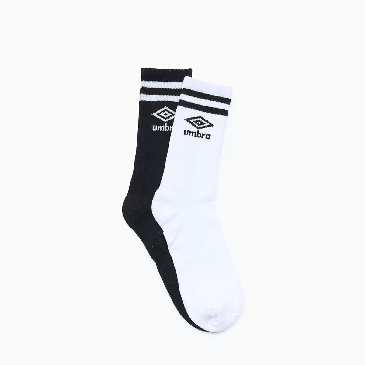 UMBRO - Calcetines Umbro 2Pack Mid Calf Lines Unisex Blanco/Negro
