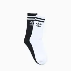 UMBRO - Calcetines 2Pack Mid Calf Lines Unisex Blanco/Negro