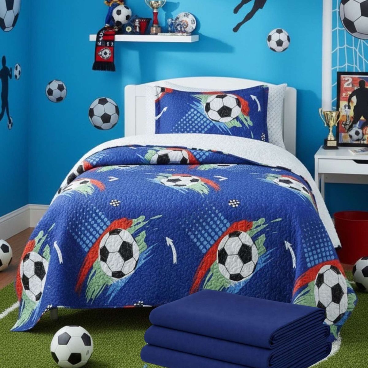 GENERICO - PACK CUBRECAMA SHERPA MAS SABANA DE POLAR PLAZA Y MEDIA