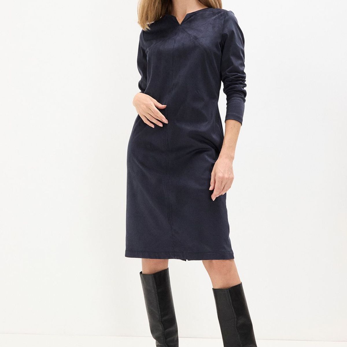 MA GRIFFE - Vestido Suede Mujer Azul Magriffe