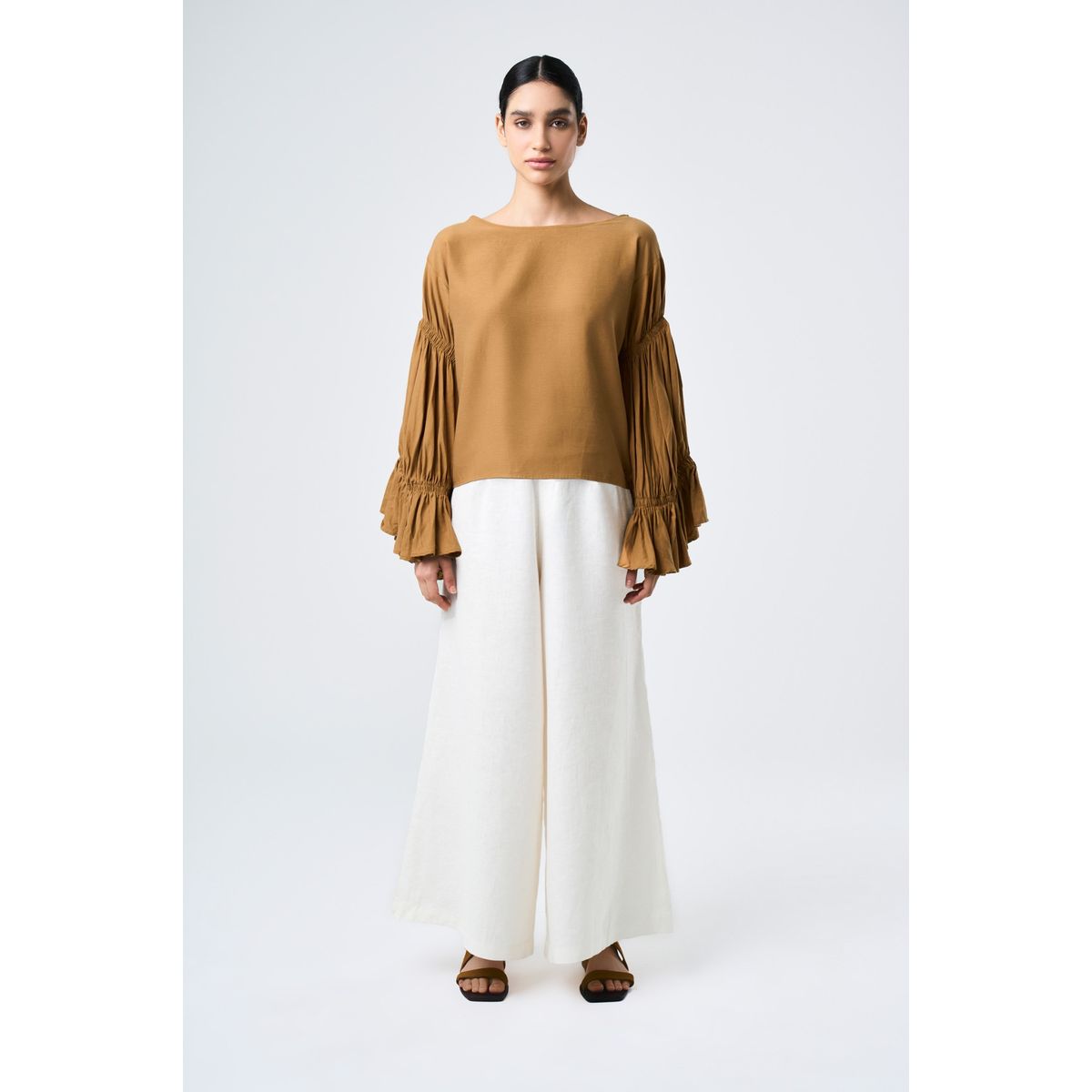 VELEZ - Vélez Pantalón Palazzo Lyra Mujer Tiro Alto Crema