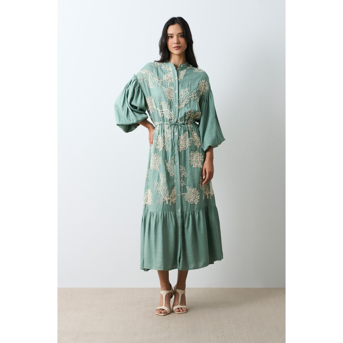 VELEZ - Vélez Vestido Bordado Cuello Nerú Mujer Efos Verde