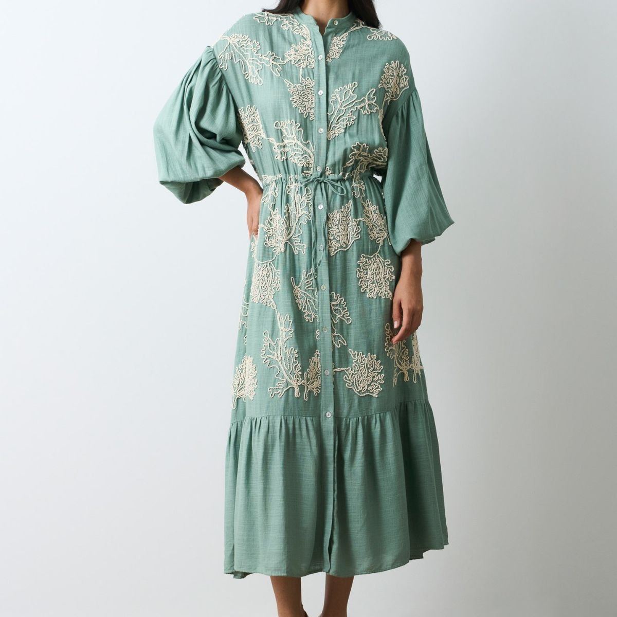 VELEZ - Vélez Vestido Bordado Cuello Nerú Mujer Efos Verde