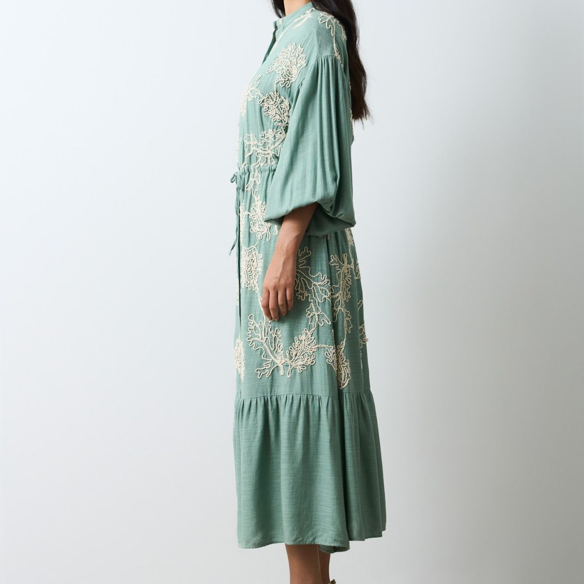 VELEZ - Vélez Vestido Bordado Cuello Nerú Mujer Efos Verde