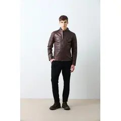 VELEZ - Vélez Chaqueta Belmont Cuero Hombre Capucha Y Pechera Café
