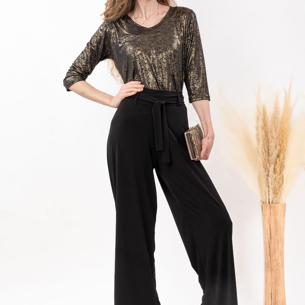MAGENTA WOMAN - Palazzo de Lycra Negro