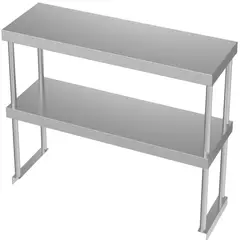 GENERICO - Plateo doble acero inoxidable, repisas lisas 150x30