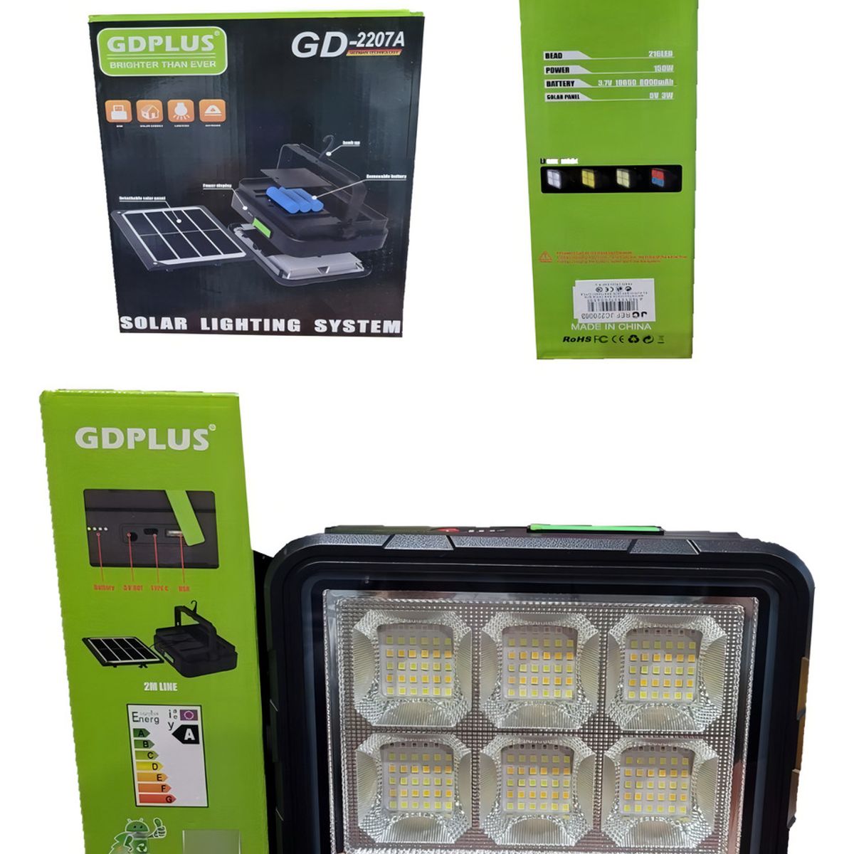 GENERICO - Foco LED Solar 100W Tropical Cargo Recargable 144 LEDs 4 Modos 6000mAh