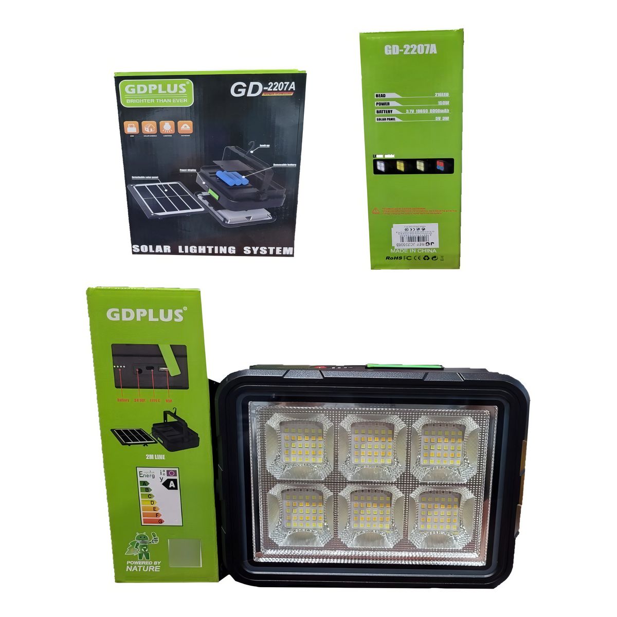 GENERICO - Foco LED Solar 100W Tropical Cargo Recargable 144 LEDs 4 Modos 6000mAh