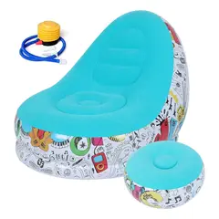 GENERICO - Puff Inflable Tumbona Con Reposa Pies + Inflador Sillón Color Rosa - 212089