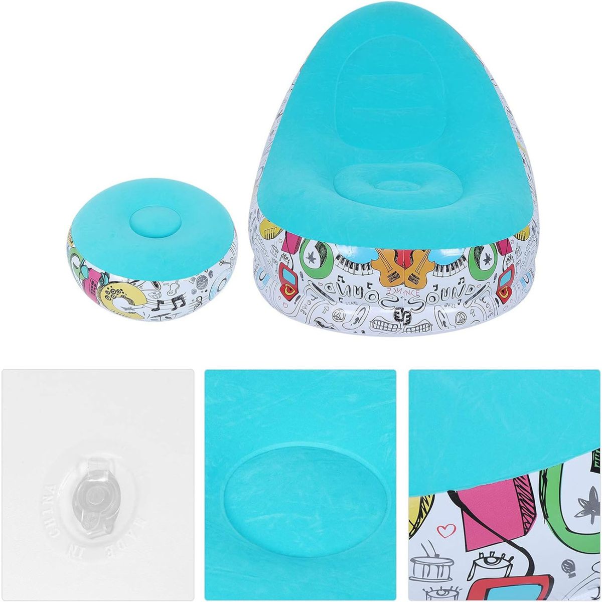 GENERICO - Puff Inflable Tumbona Con Reposa Pies + Inflador Sillón Color Rosa - 212089
