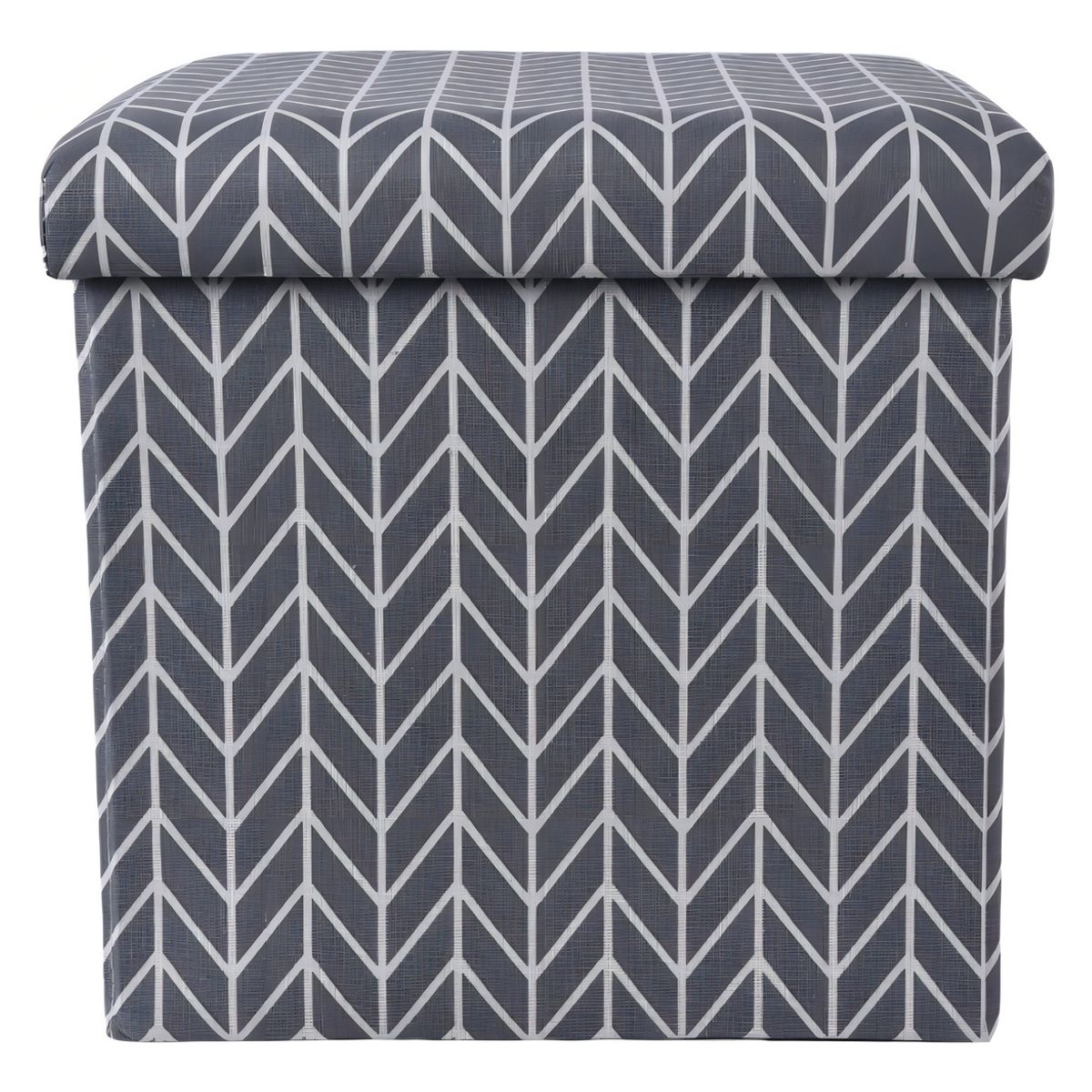 GENERICO - Puff Baúl Cuadrado Con Diseños Gris Con Tapa Ottoman Begônia