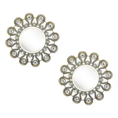 GENERICO - Set Reloj De Pared 25 Cm Decorativo Silencioso + 2 Espejos Color de la estructura Dorado - 276012 Color del fondo Blanco - 276012