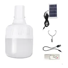GENERICO - Lampara Ampolleta Led Usb Portátil + Panel Solar + Control Color Blanco - 003350