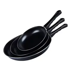 GENERICO - Set 3 Sartenes Aluminio Antiadherente 20-24-26cm Color NEGRO - 262526