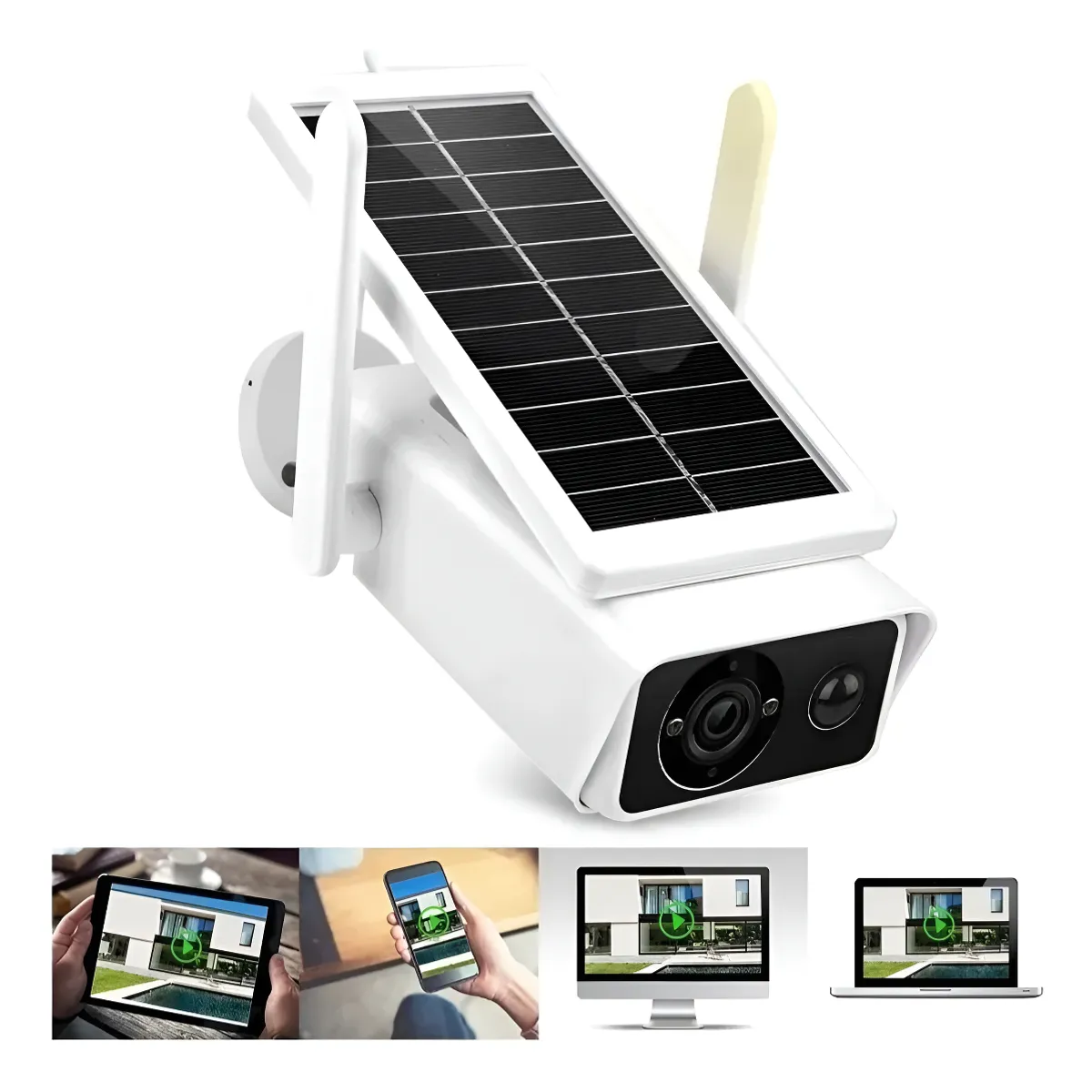 GENERICO - Camara Ip Solar Ip Seguridad Wifi Exterior Hd 1080p  221021 Color Blanco - 221021