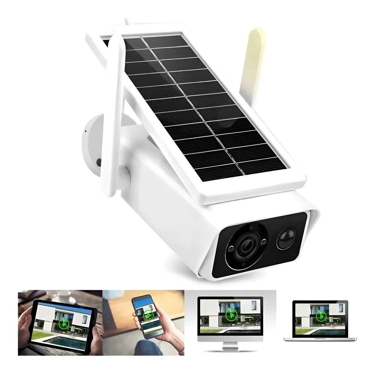 GENERICO - Camara Ip Solar Ip Seguridad Wifi Exterior Hd 1080p  221021 Color Blanco - 221021