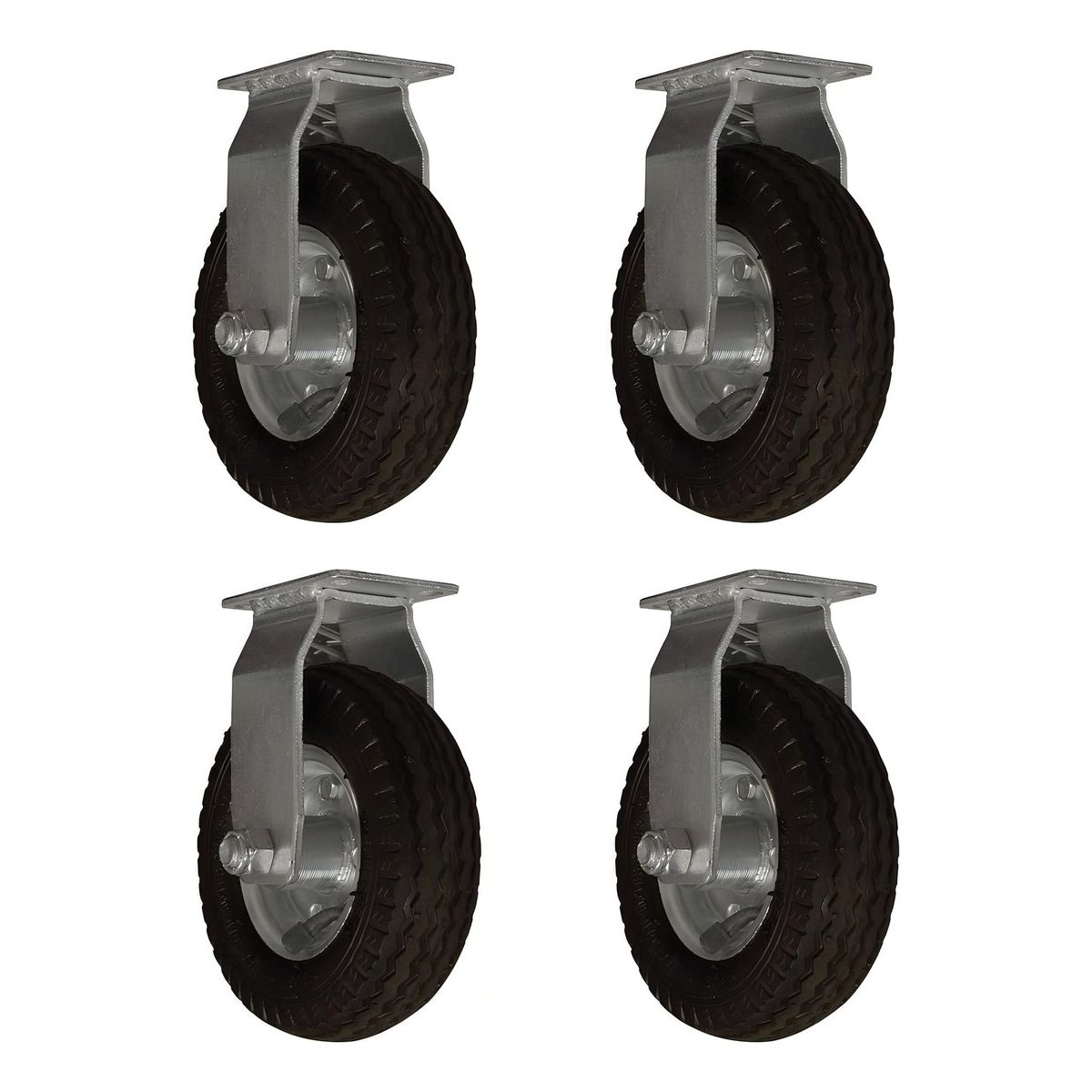 GENERICO - Set 4 Ruedas Con Soporte Neumática 8 Pulgadas Recto Ruedas Negro - 329016