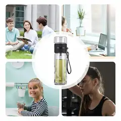 GENERICO - Botella de vidrio para hacer té con filtro, a prueba de roturas y de doble pared 500 ml