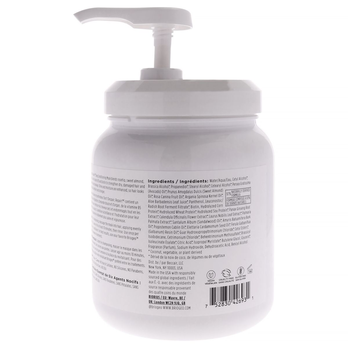 BRIOGEO - Dont Despair Mascarilla Acondicionadora Profunda Reparadora 947ml Briogeo