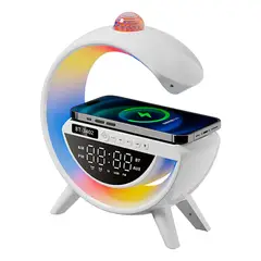 GENERICO - Lámpara De Mesa Parlante Bluetooth Con Carga Inalámbrica LED 6 Colores