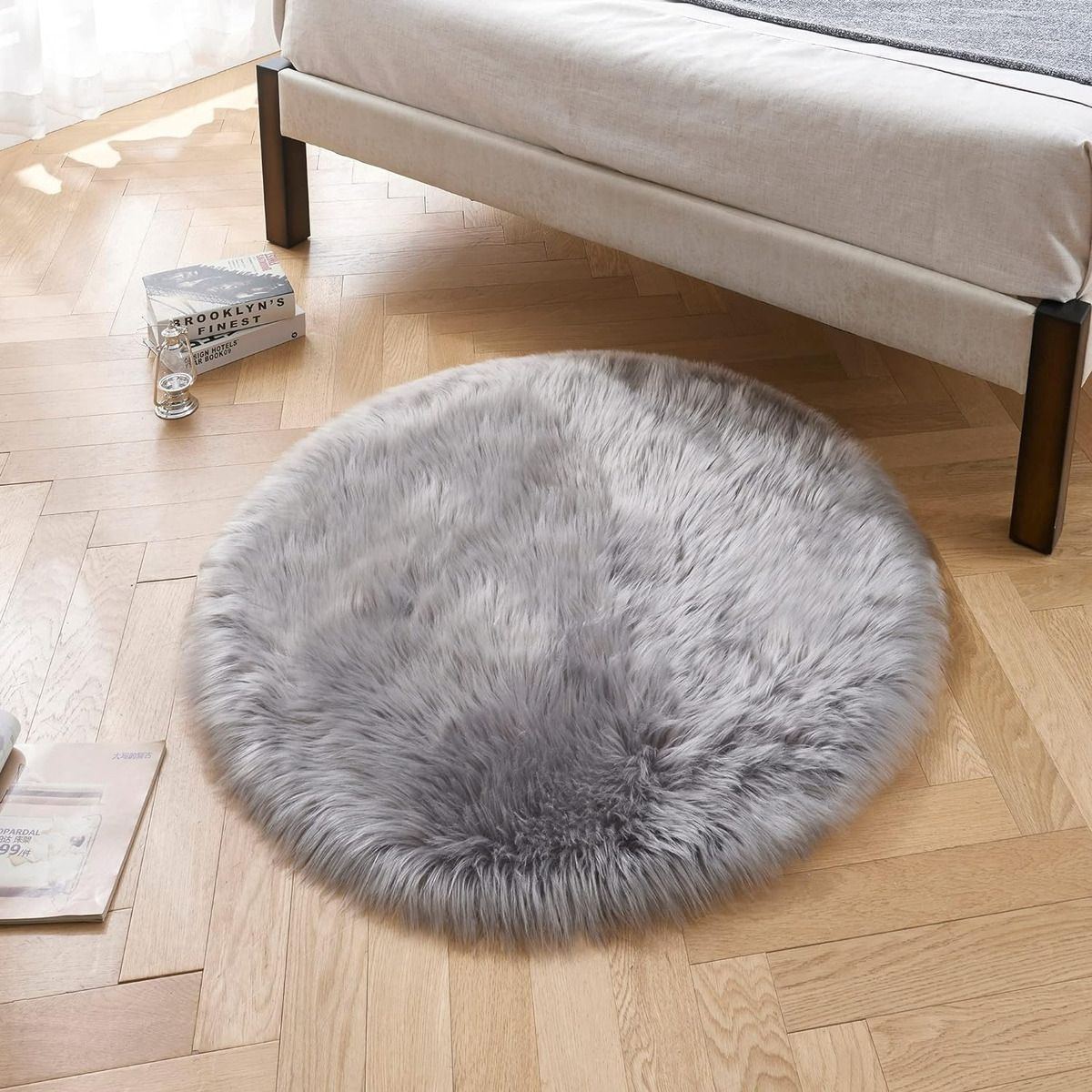 GENERICO - Bajada Alfombra Manta Peluda 90x90cm Living Dormitorio Diseño de la tela GRIS - 323007