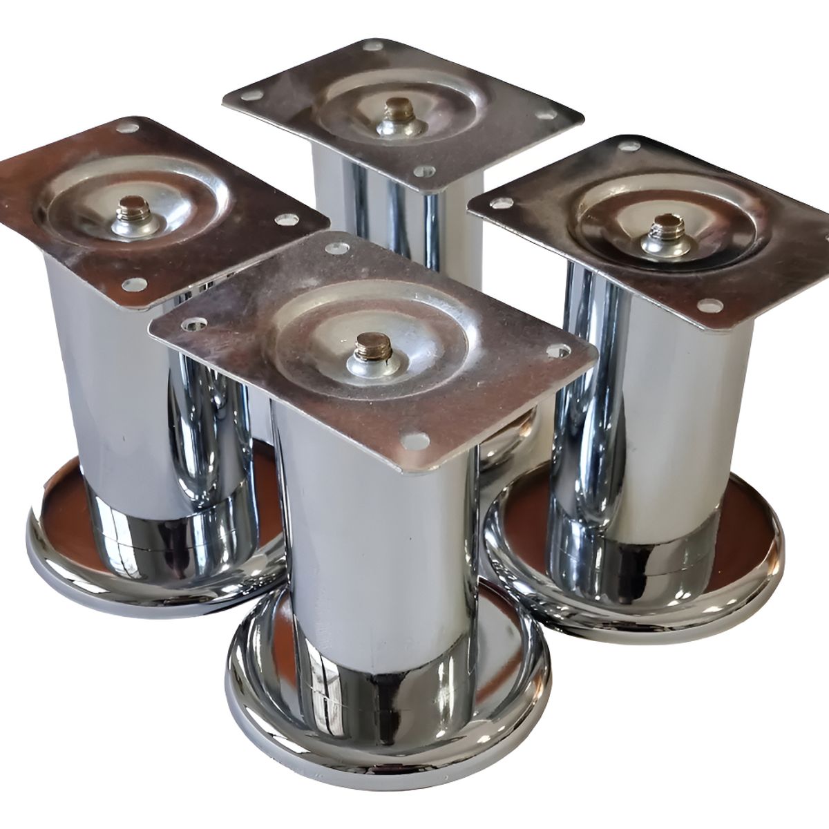 GENERICO - Pack 4 Patas Metálicas Altura 10cm Muebles, Sofa, Closet Ruedas Plata - 338011