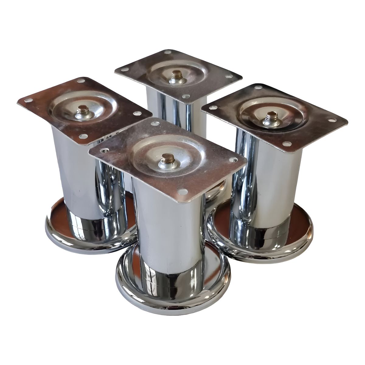 GENERICO - Pack 4 Patas Metálicas Altura 10cm Muebles, Sofa, Closet Ruedas Plata - 338011