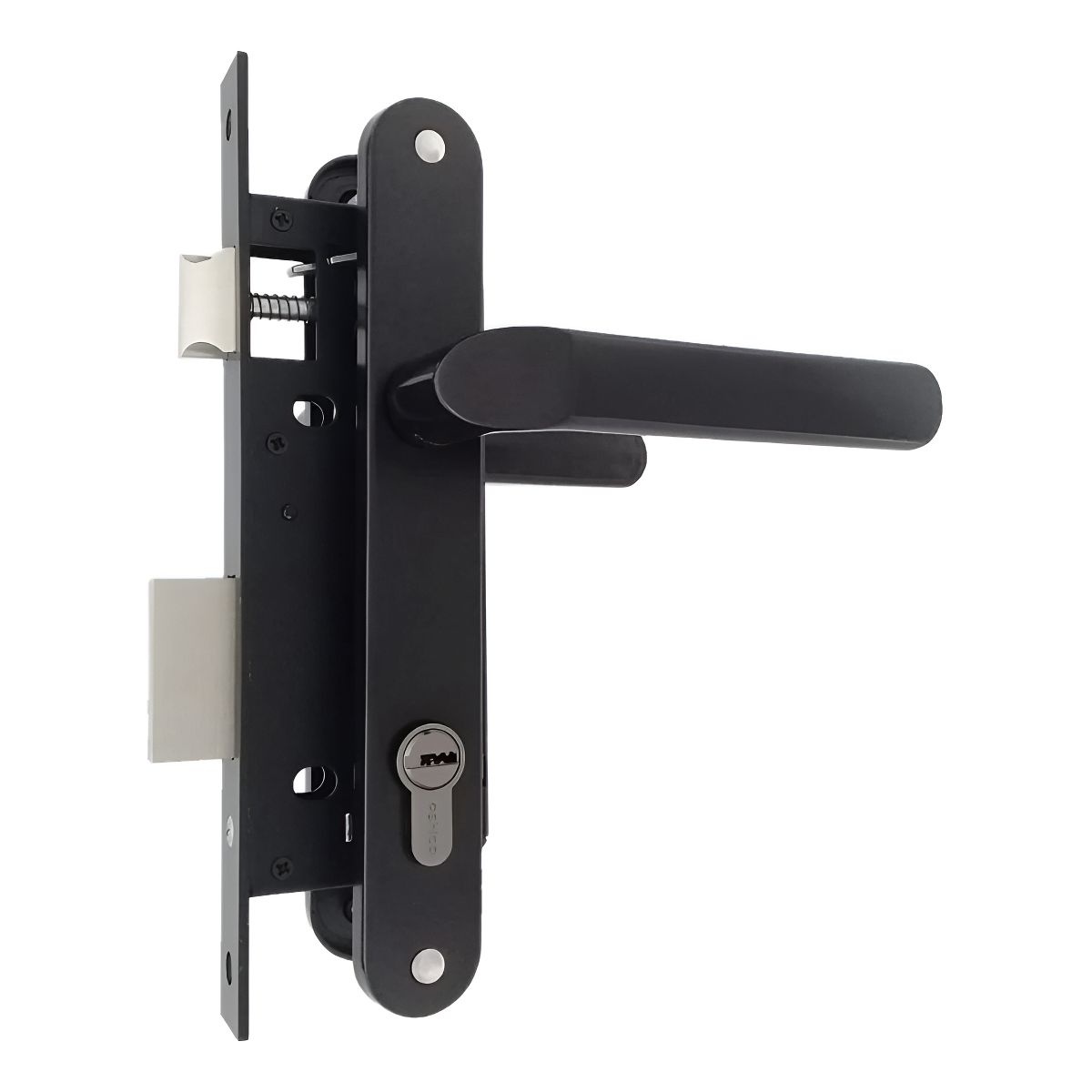 GENERICO - Cerradura Puerta Abatir Manilla Set Dormitorio Color Negro - 309020