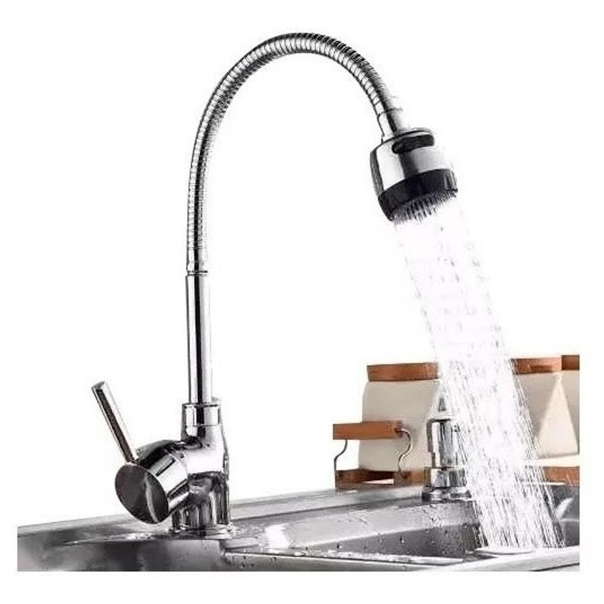 GENERICO - Llave Monocomando Flexible Lavaplatos Agua Fría Caliente 1 Agujero