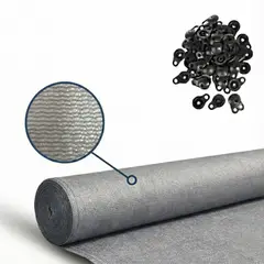 GENERICO - Malla cerco raschel 90% sombra 10mx2.10m Gris + Broches