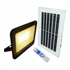 GENERICO - Proyector Solar Led 500 W 200 Led Luz Cálida C/ Control Negro Blanco Cálido