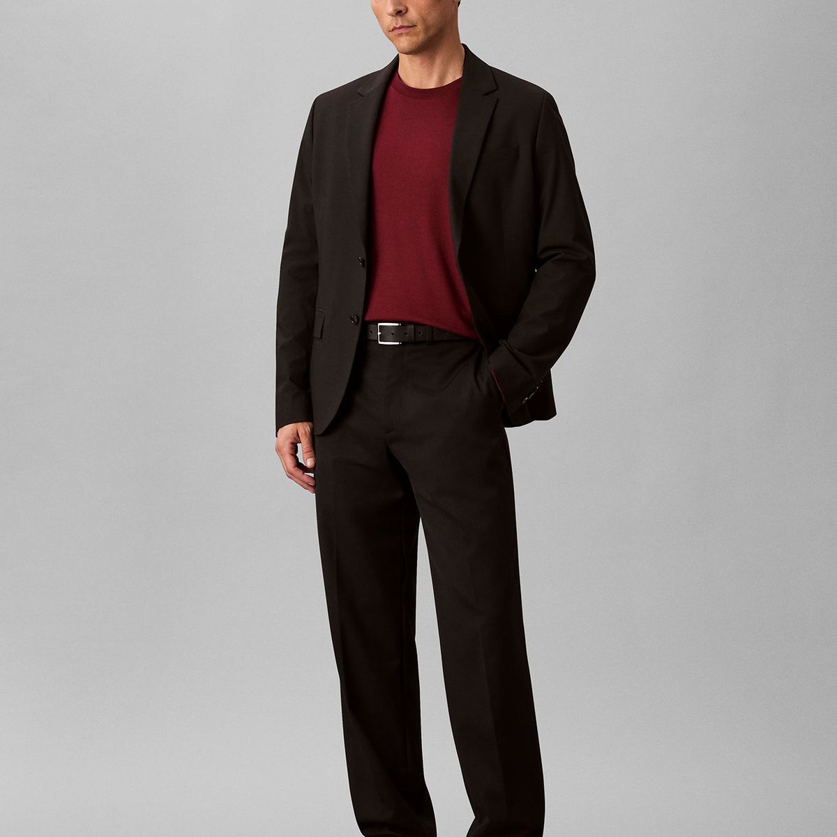 CALVIN KLEIN - Polera de Algodón Supima Interlock Burdeo Calvin Klein