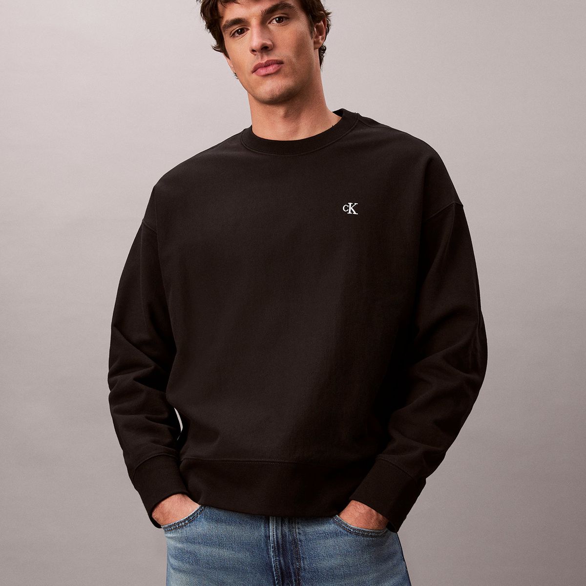 CALVIN KLEIN - Polerón de Felpa de Tejido Premium Negro Calvin Klein