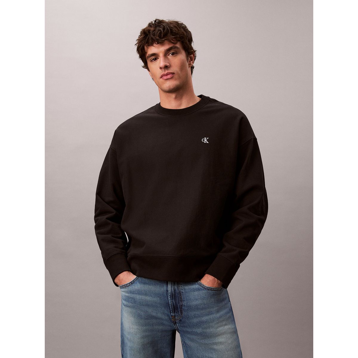 CALVIN KLEIN - Polerón de Felpa de Tejido Premium Negro Calvin Klein