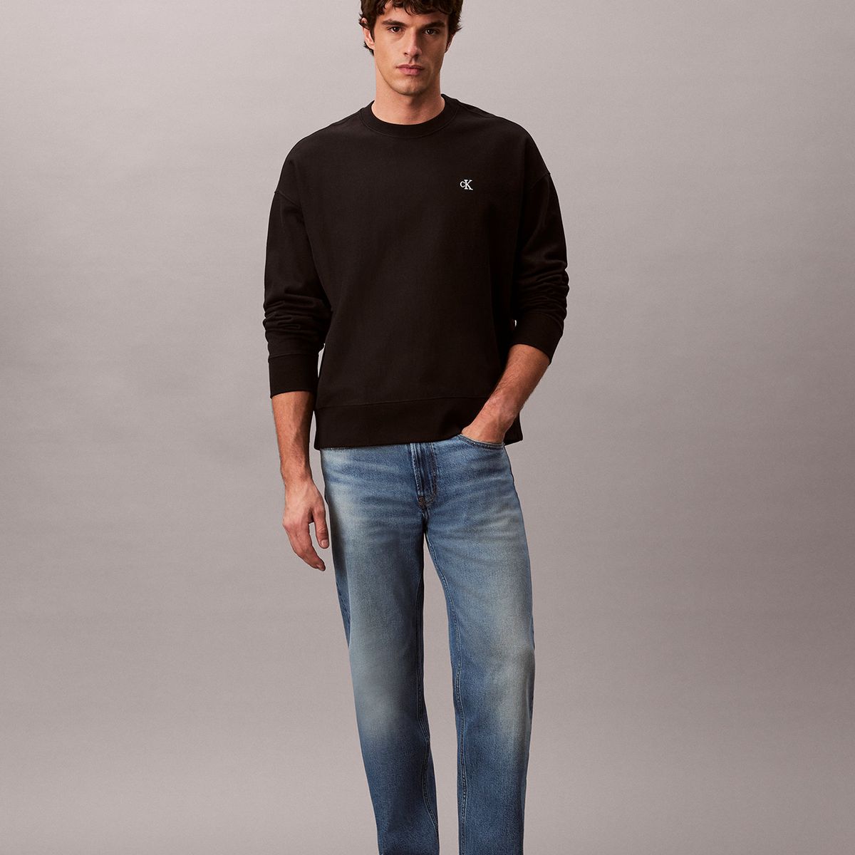 CALVIN KLEIN - Polerón de Felpa de Tejido Premium Negro Calvin Klein