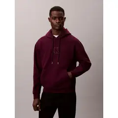 CALVIN KLEIN - Polerón con Gorro y Monograma Burdeo