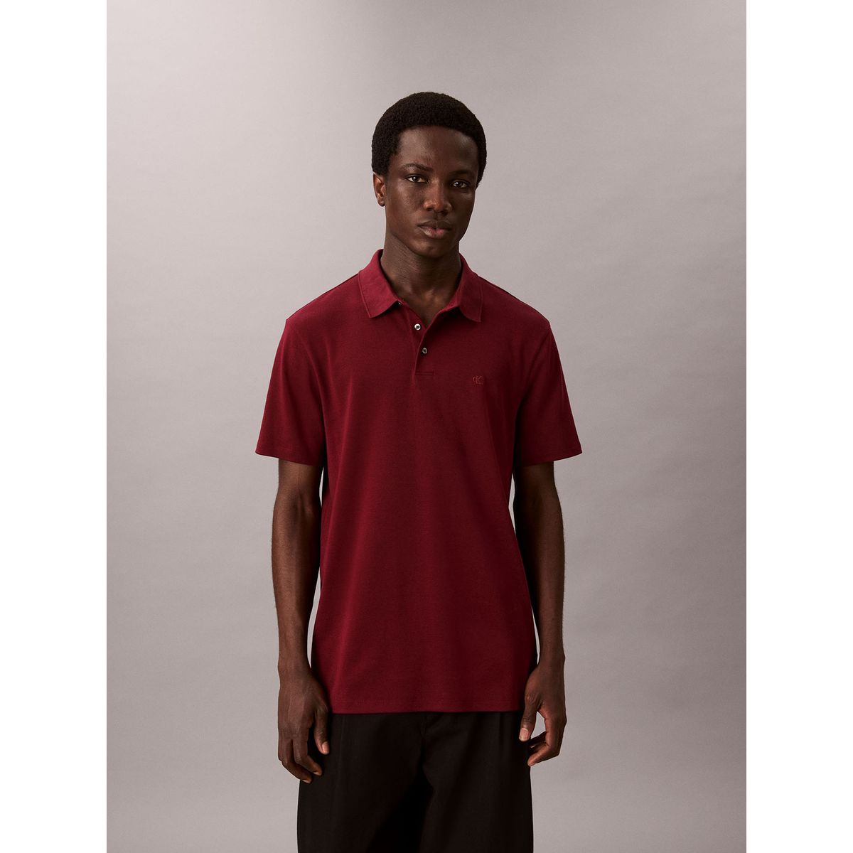 CALVIN KLEIN - Polo de Algodón Pima Burdeo Calvin Klein