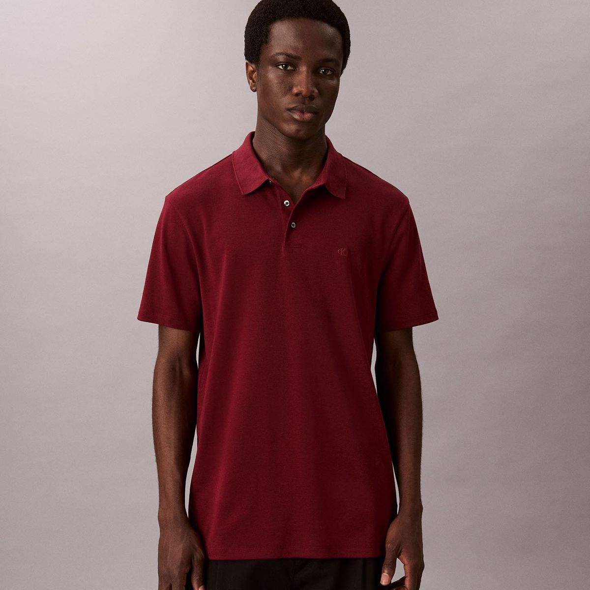 CALVIN KLEIN - Polo de Algodón Pima Burdeo Calvin Klein