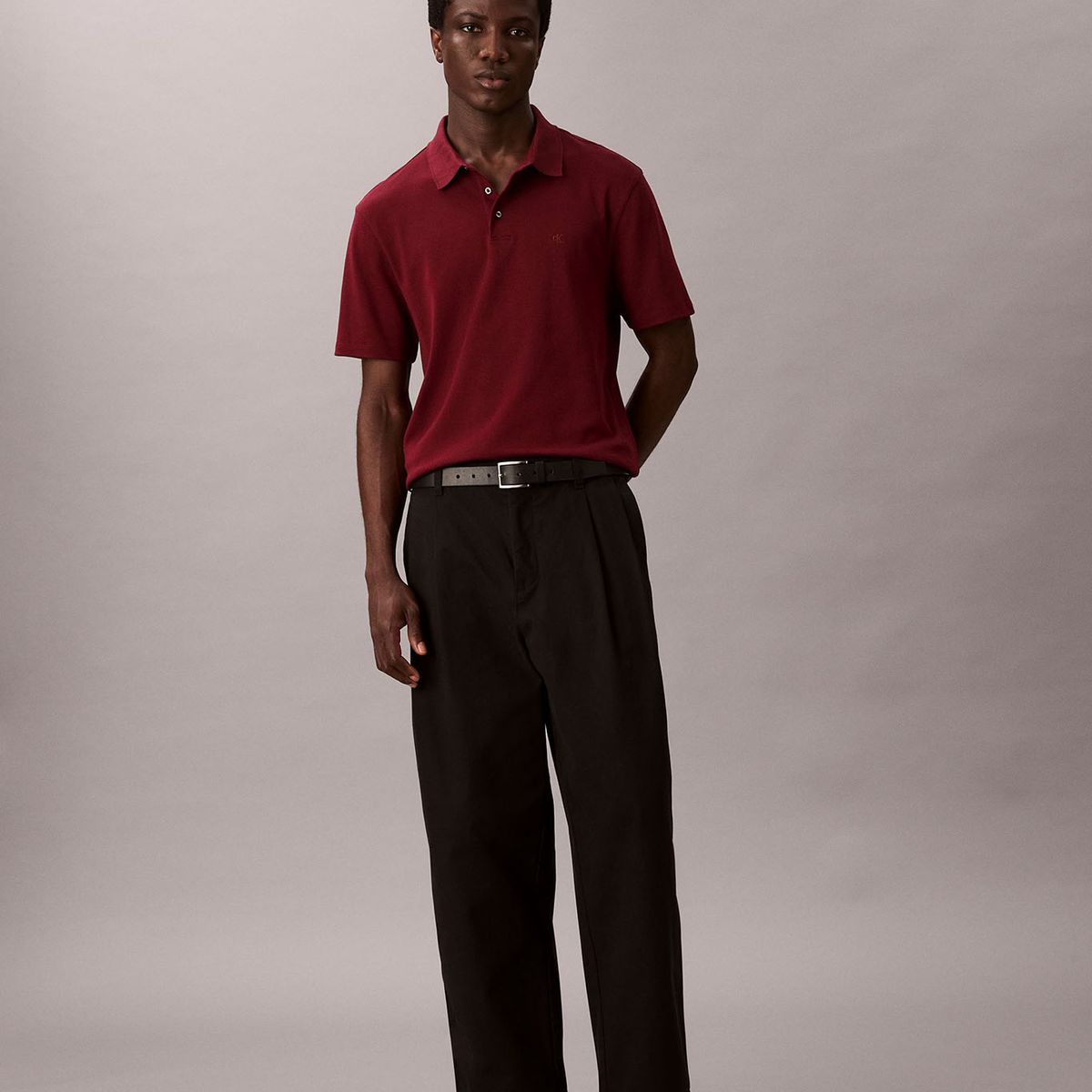 CALVIN KLEIN - Polo de Algodón Pima Burdeo Calvin Klein