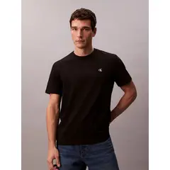 CALVIN KLEIN - Polera Regular con Monograma Bordado Negro