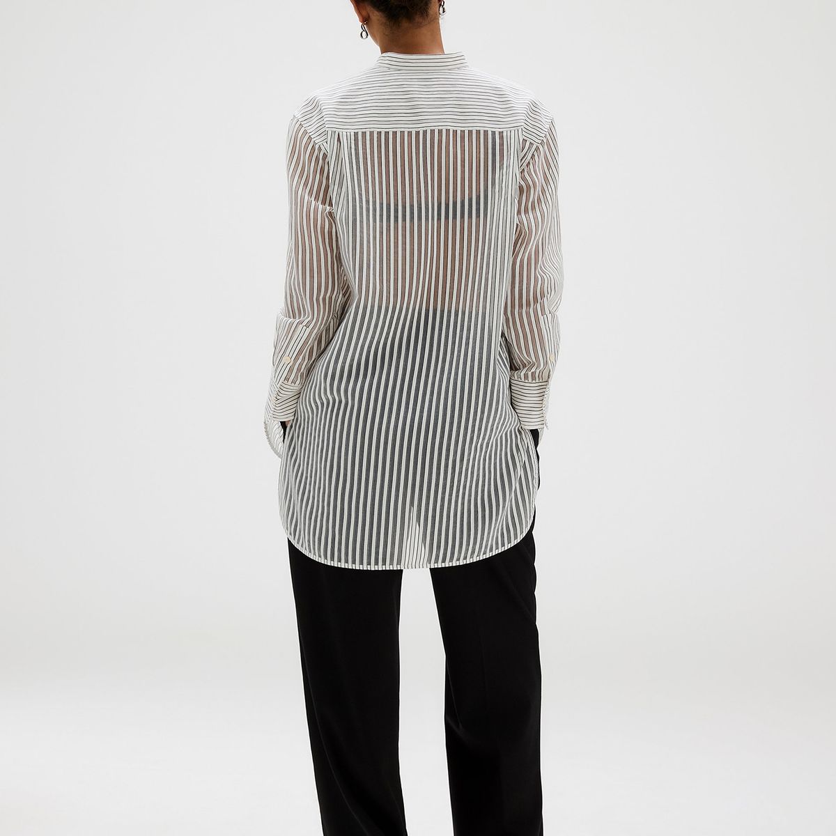 CALVIN KLEIN - Blusa Popover de Jacquard a Rayas Blanco Calvin Klein