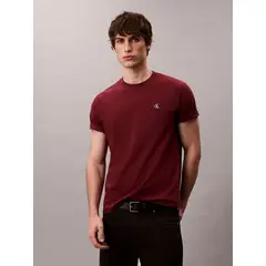 CALVIN KLEIN - Polera Regular con Monograma Bordado Burdeo