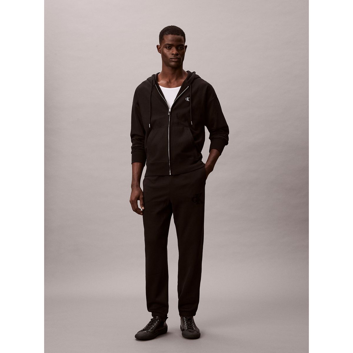 CALVIN KLEIN - Jogger En Tejido de Felpa Pesada Negro Calvin Klein